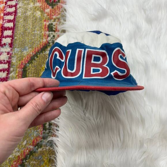 Vintage 80s MLB Chicago Cubs Baseball Hat Cap One Size OS Blue Red White - Picture 6 of 11
